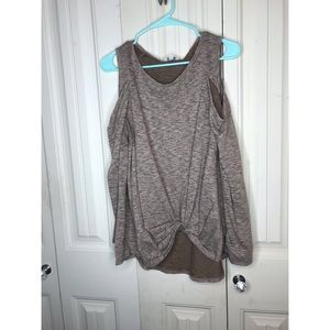 Boutique cold shoulder long sleeve tee